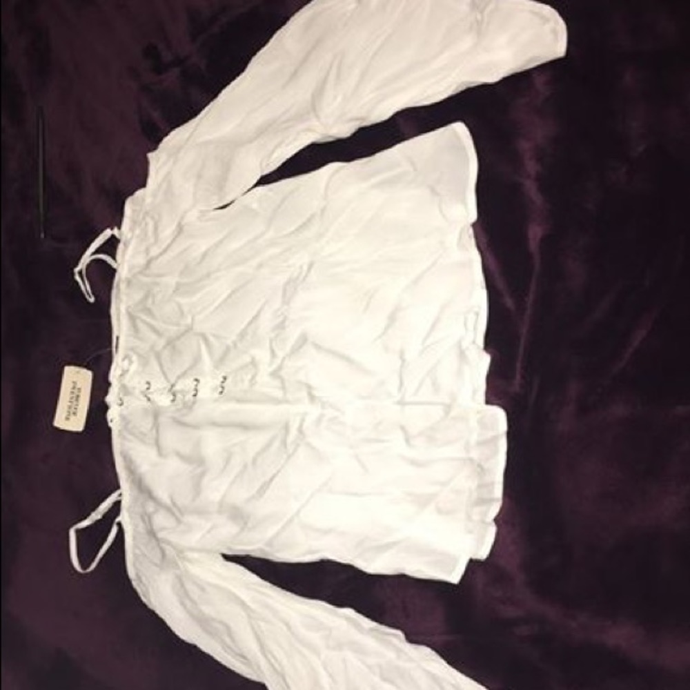 Forever 21 white Lace-Up Open Shoulder Top